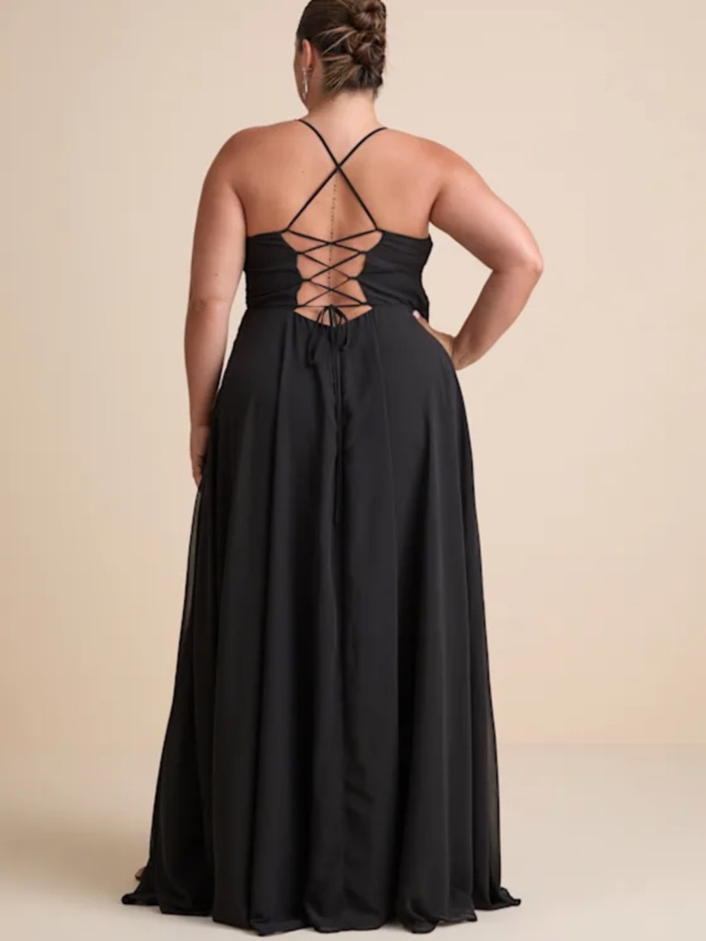 NWT Lulus Romantically Speaking Black Cowl Lace-Up Maxi Dress - Picture 7 of 11